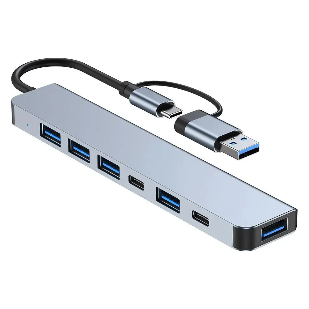 USB C Hub USB Splitter 8 in 2 USB Extender with 4 USB Port 1 USBC Port TF/SD Card Reader Audio Output Compatible with MacBook