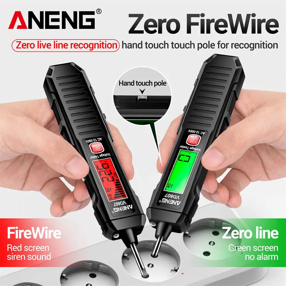 ANENG VD807 One-word Induction Tester Portable 50/60Hz Smart Electric Pen NCV Sensor AC 12-300V Non-contact Wire Detector Tools