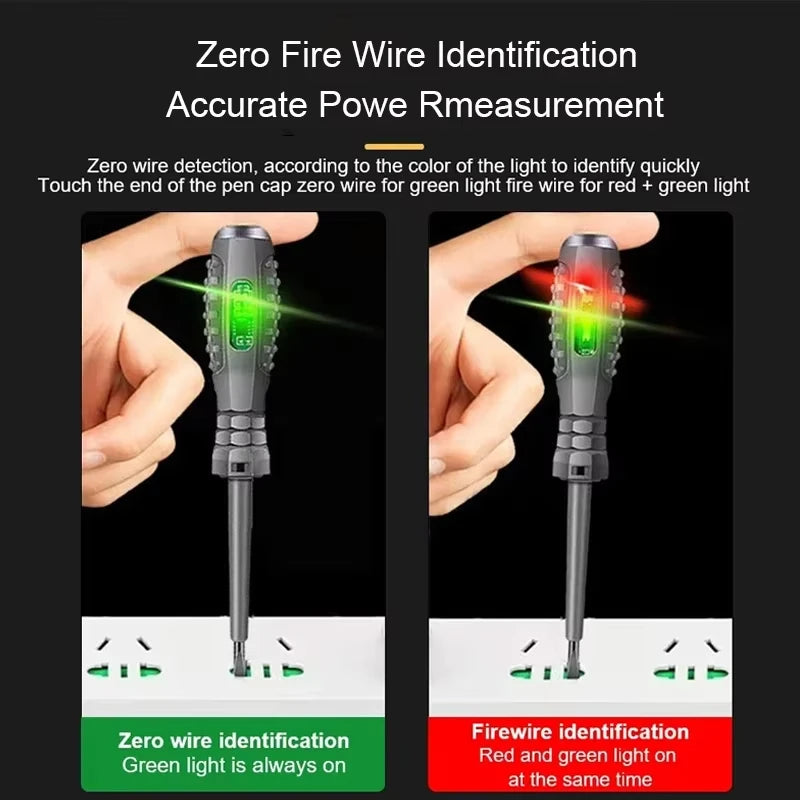 Multifunctional Electrician Test Screwdriver AC Non-contact Induction Test Pen Voltage Tester 70-600V Red Green Induction Lights