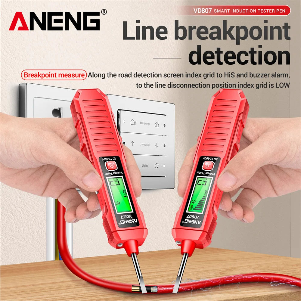 ANENG VD807 One-word Induction Tester Portable 50/60Hz Smart Electric Pen NCV Sensor AC 12-300V Non-contact Wire Detector Tools