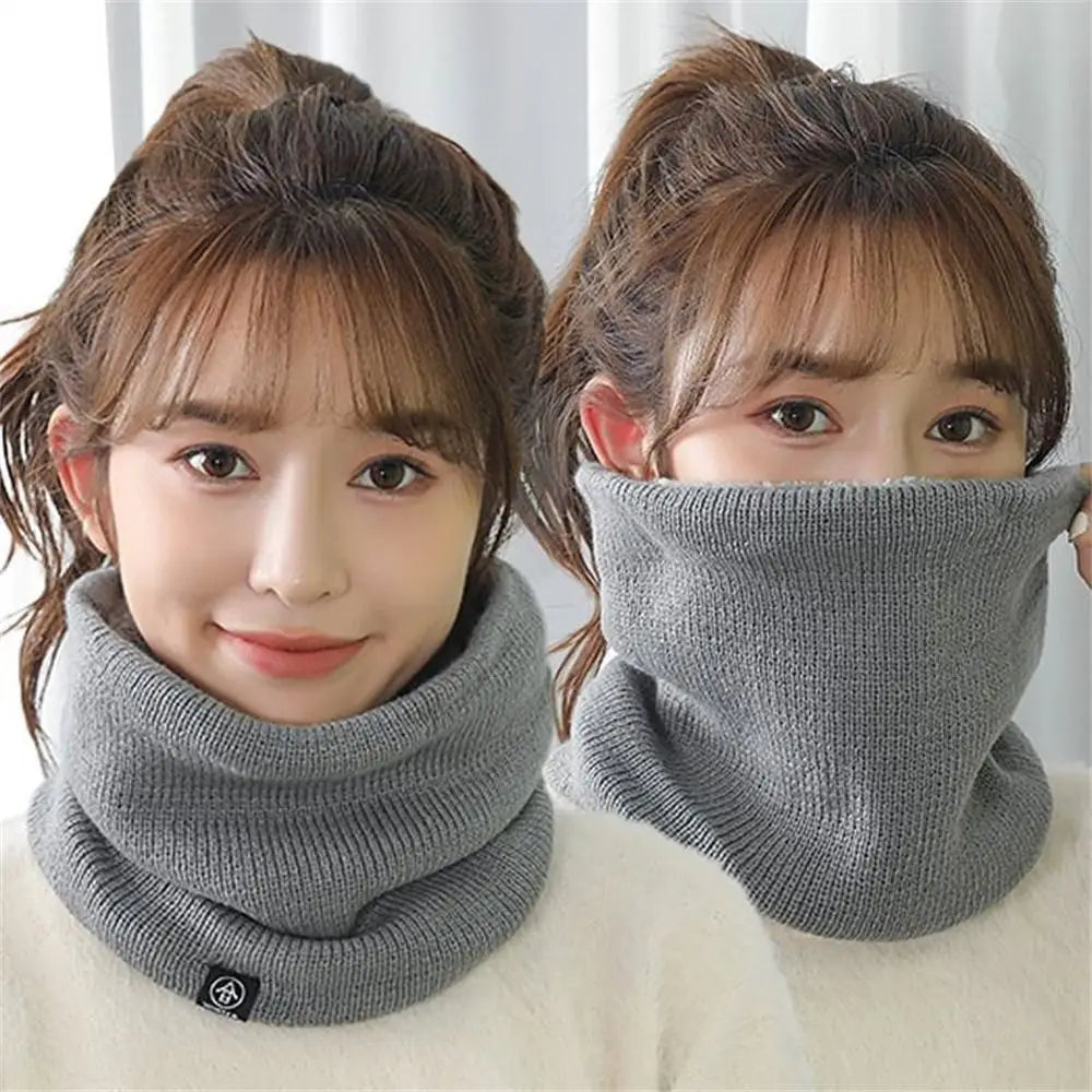 Women Men Soft Knitted Neck Warmer Sport Scarf Face Mask Winter Scarves Skating Running Warm Wool Fur Thick Men Neck Scarves
