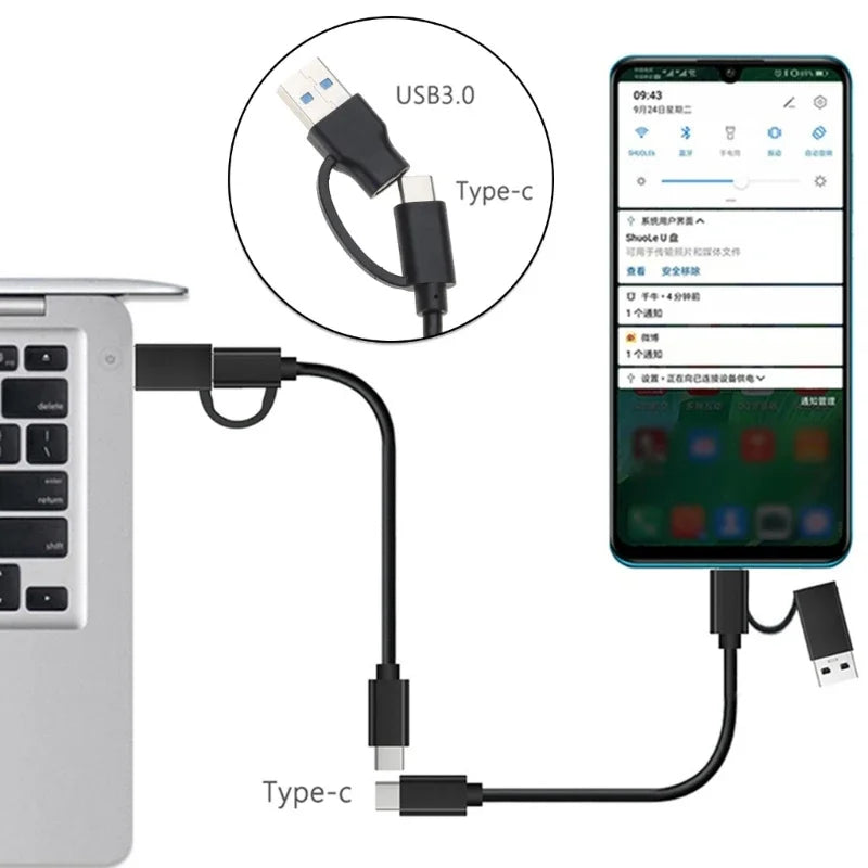 Clearance_2 in 1 USB C Cable Fast Charging 10Gbps Data Sync USB A/C 3.0 to USB Type C Cable for laptop tablet mobile phone etc.U