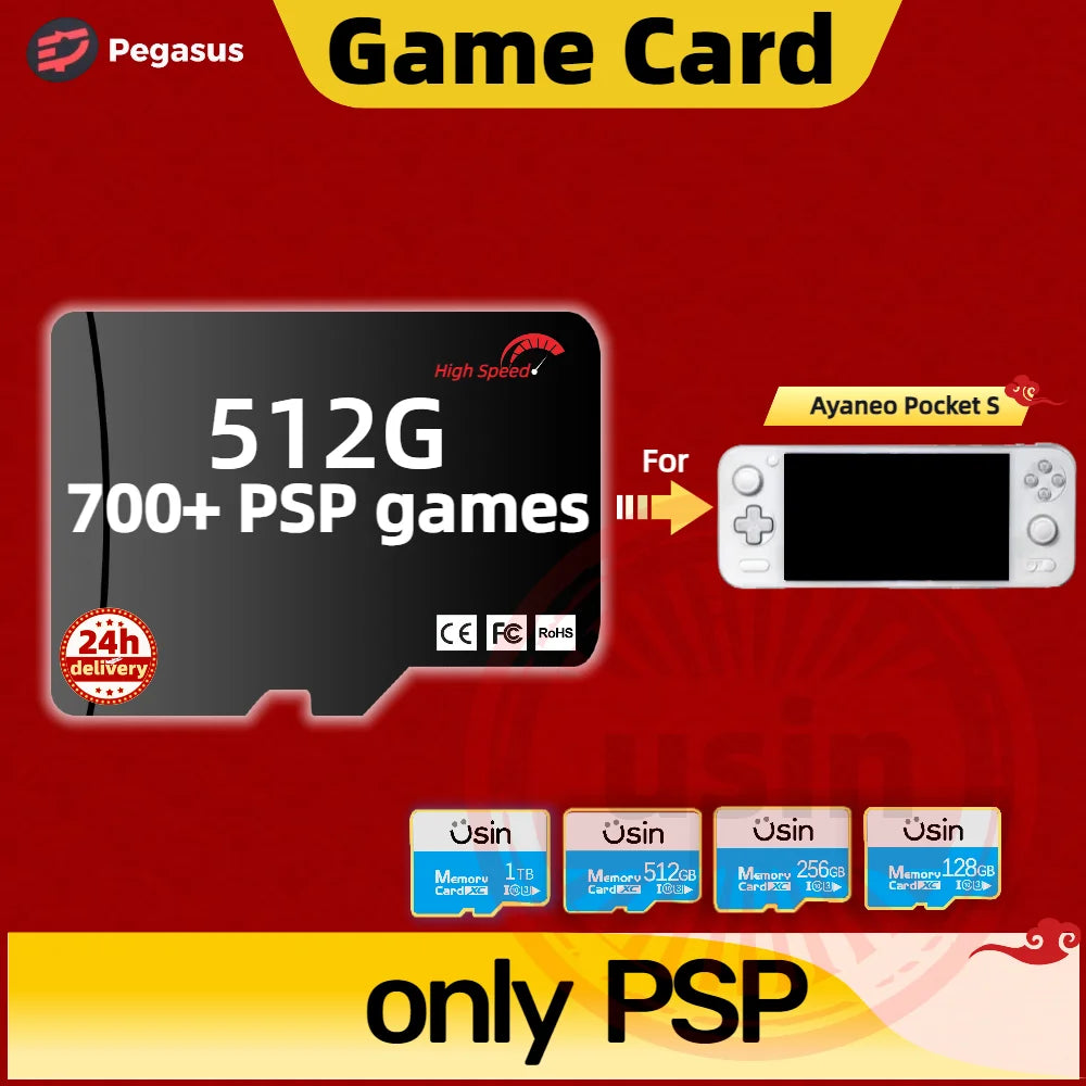 Game Card For Ayaneo Pocket S Memory TF Retro Games PS2 PSP PS1 3DS Android Handheld Gaming Console Gaming SD Card Pegasus G