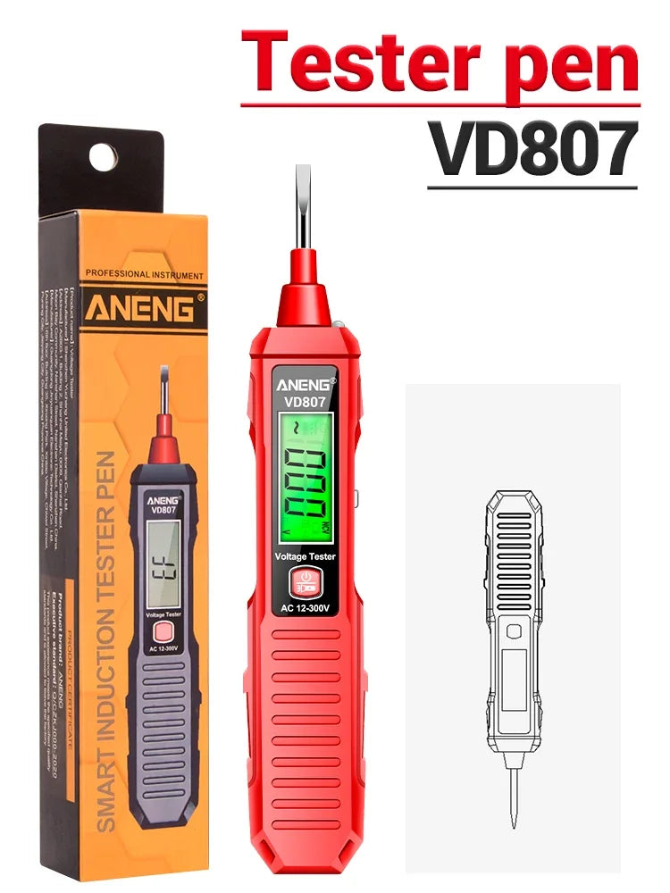 ANENG VD807 One-word Induction Tester Portable 50/60Hz Smart Electric Pen NCV Sensor AC 12-300V Non-contact Wire Detector Tools