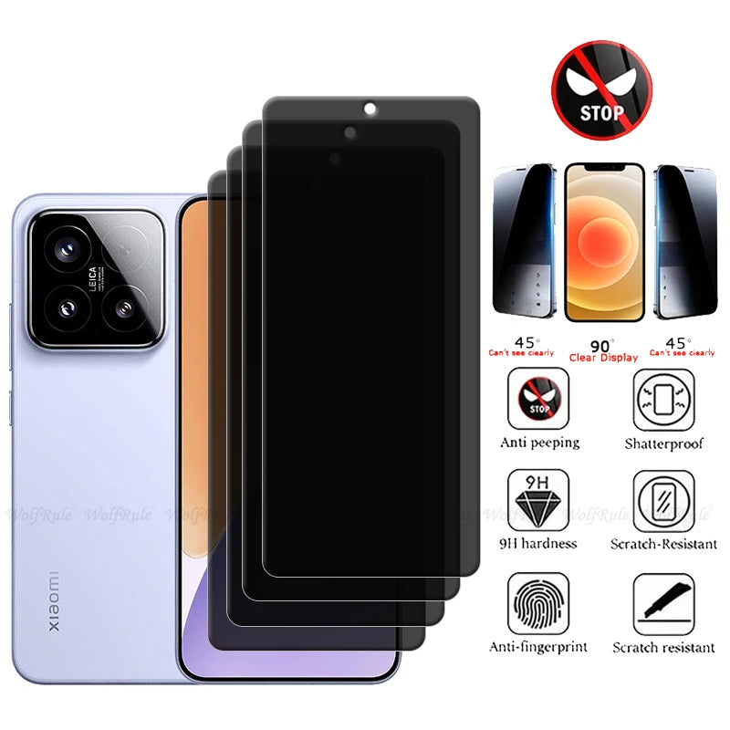 4/3/2/1Pcs For Xiaomi 15 Glass Xiaomi Mi 15 Tempered Glass 9H HD Protective Privacy Anti-Spy Screen Protector Xiaomi Mi 15 Mi15