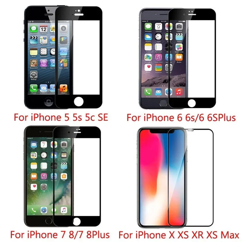 1-5PCS 9D Screen Protector Tempered Glass for IPhone 15 14 13 12 11 Pro Max Protective Glass for IPhone X XR XS Max 7 8 14 Plus