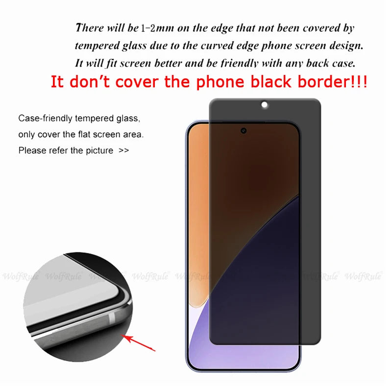 4/3/2/1Pcs For Xiaomi 15 Glass Xiaomi Mi 15 Tempered Glass 9H HD Protective Privacy Anti-Spy Screen Protector Xiaomi Mi 15 Mi15