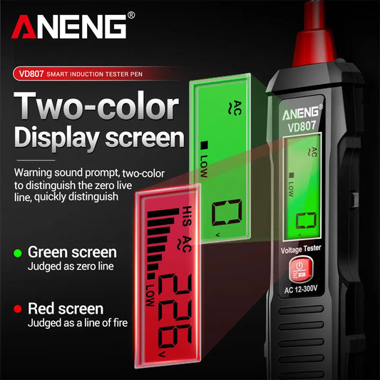 ANENG VD807 One-word Induction Tester Portable 50/60Hz Smart Electric Pen NCV Sensor AC 12-300V Non-contact Wire Detector Tools