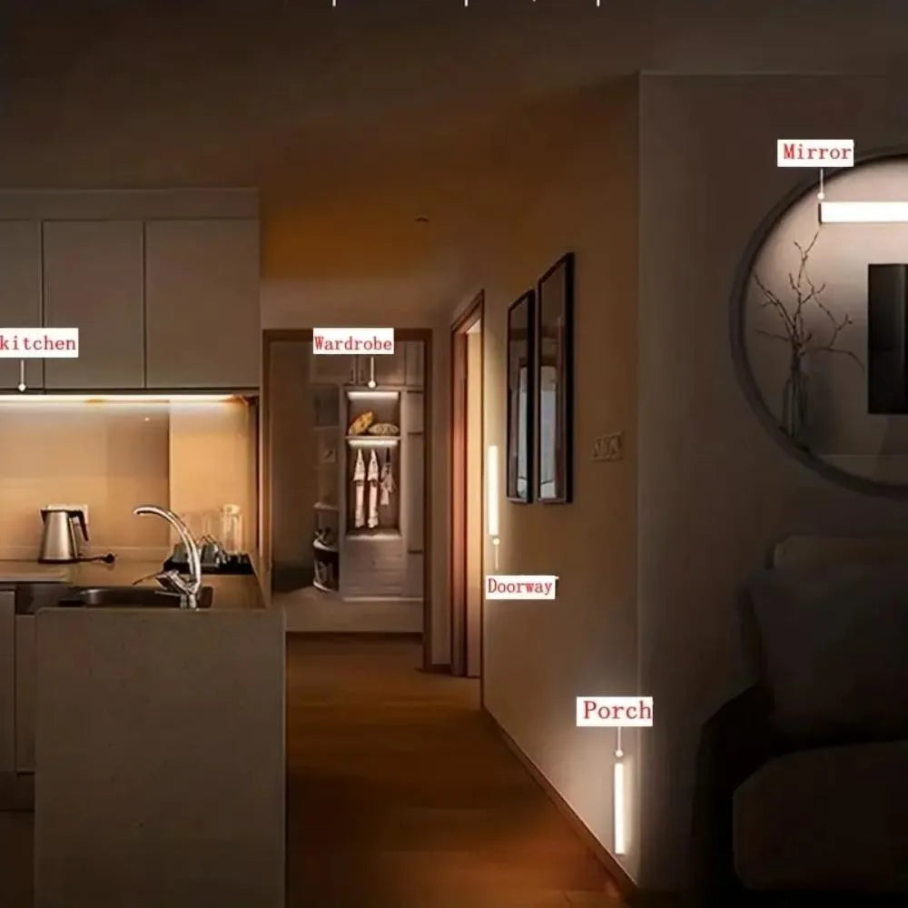 1pc Cabinet Light, Wireless Charging Motion Sensor LED Night Light, Hallway, Kitchen, Cabinet, Stairs, Wardrobe Home Decoration