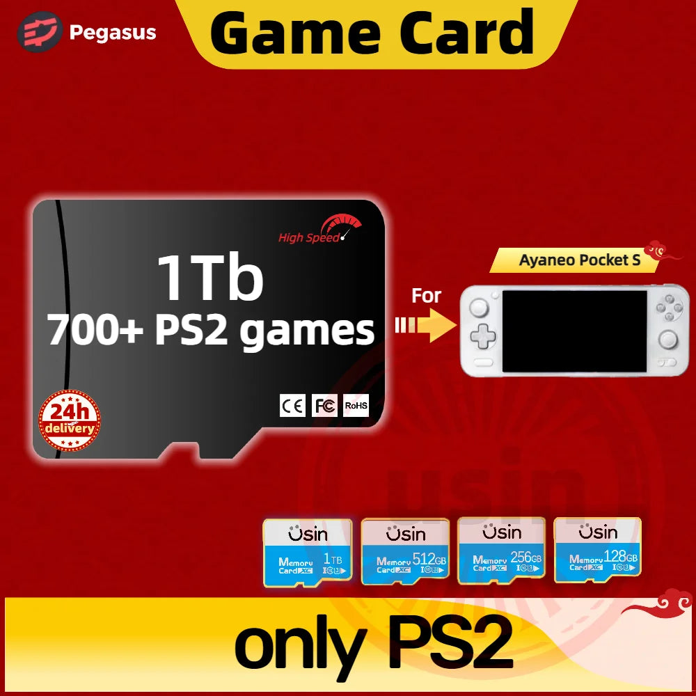Game Card For Ayaneo Pocket S Memory TF Retro Games PS2 PSP PS1 3DS Android Handheld Gaming Console Gaming SD Card Pegasus G