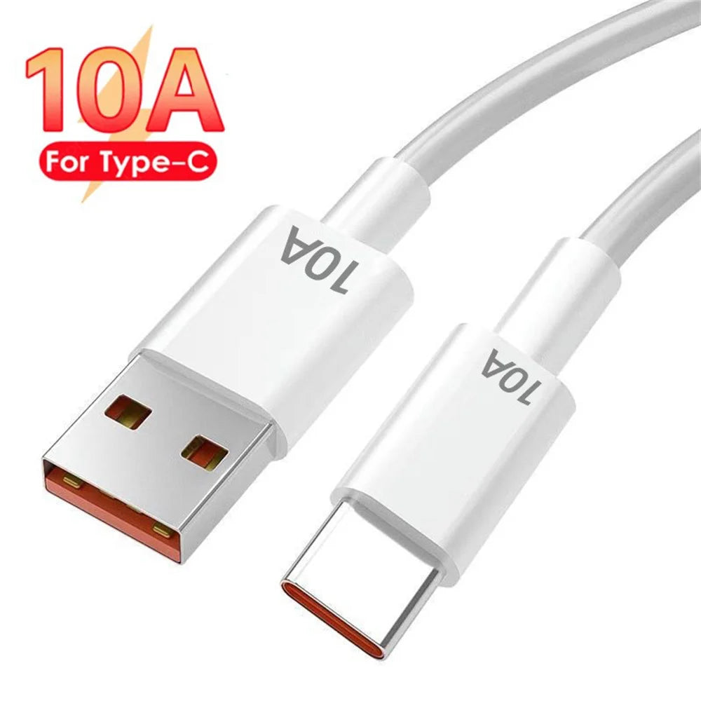 10A USB Type C Cable 120W Super Fast Charging Data Cord Phone USB Cable For Huawei P40 Honor Xiaomi Samsung Quick Charger Cable
