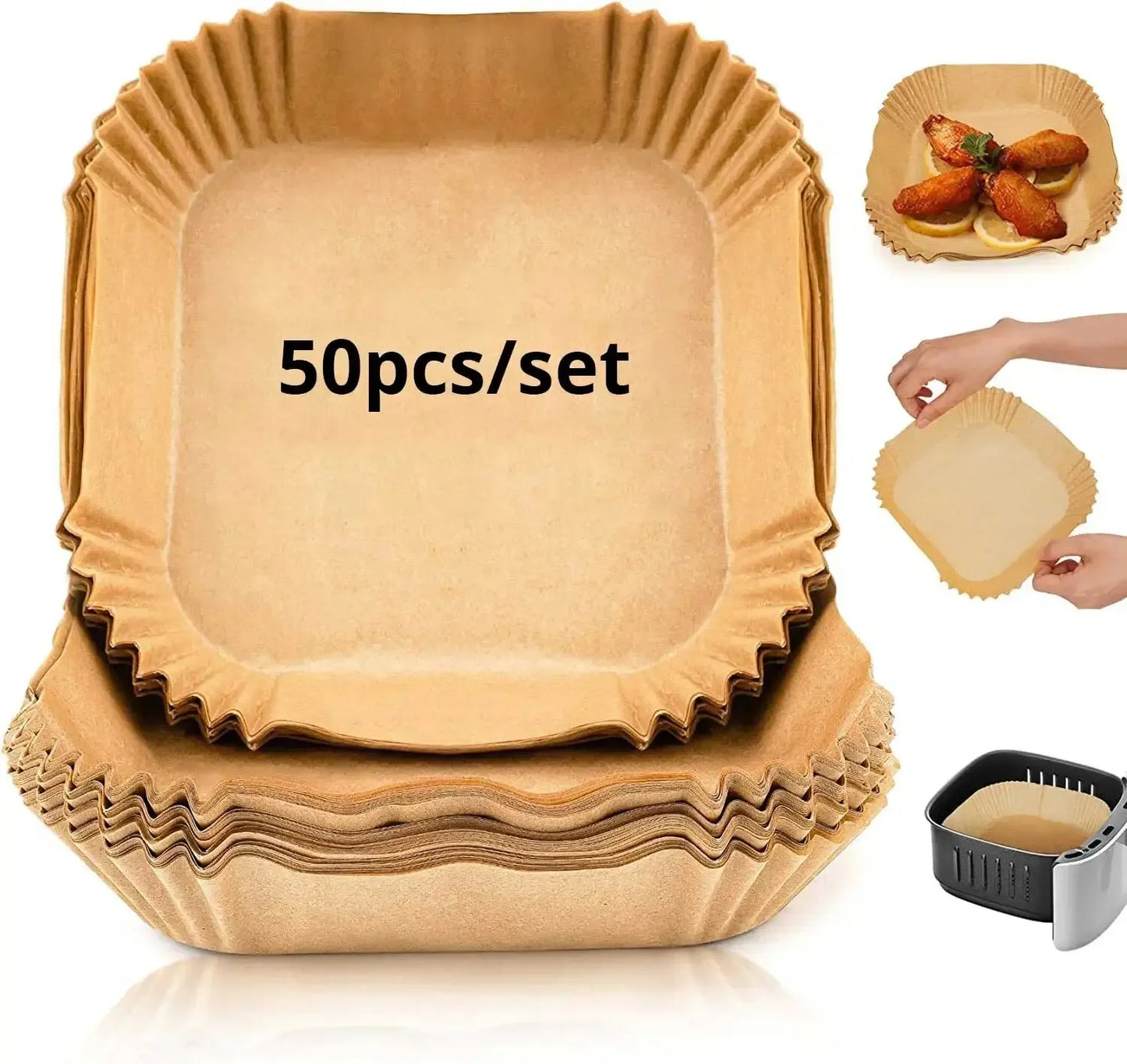 50/100/200pcs Disposable Air Fryer Paper Round/Square Special Paper Food Silicon Oil Paper Air Fryer Liners Baking Paper