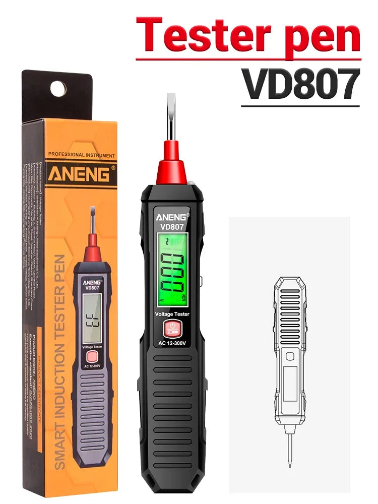 ANENG VD807 One-word Induction Tester Portable 50/60Hz Smart Electric Pen NCV Sensor AC 12-300V Non-contact Wire Detector Tools